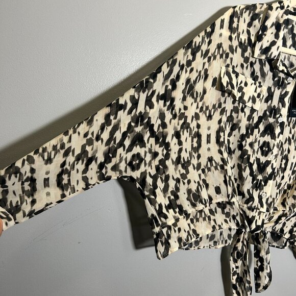 Adrianna Papell Draping Front Tie Long-sleeve Blouse XL - Picture 3 of 7